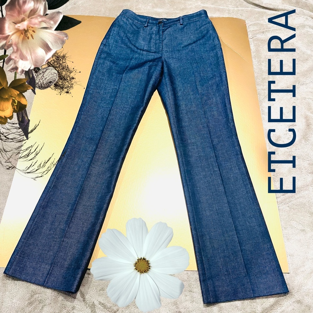 Etcetera Coated Blue Jean Trouser Nautical Dress Pants Size 6